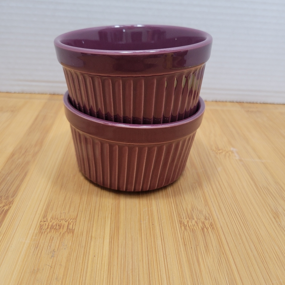 Set of 2 Pioneer Woman Flea Ramkin Solid Plum Ramekins